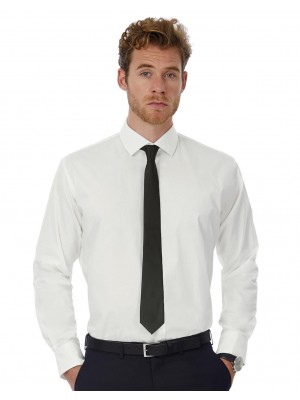 Men's Black Tie Elastane LS Shirt - SMP21